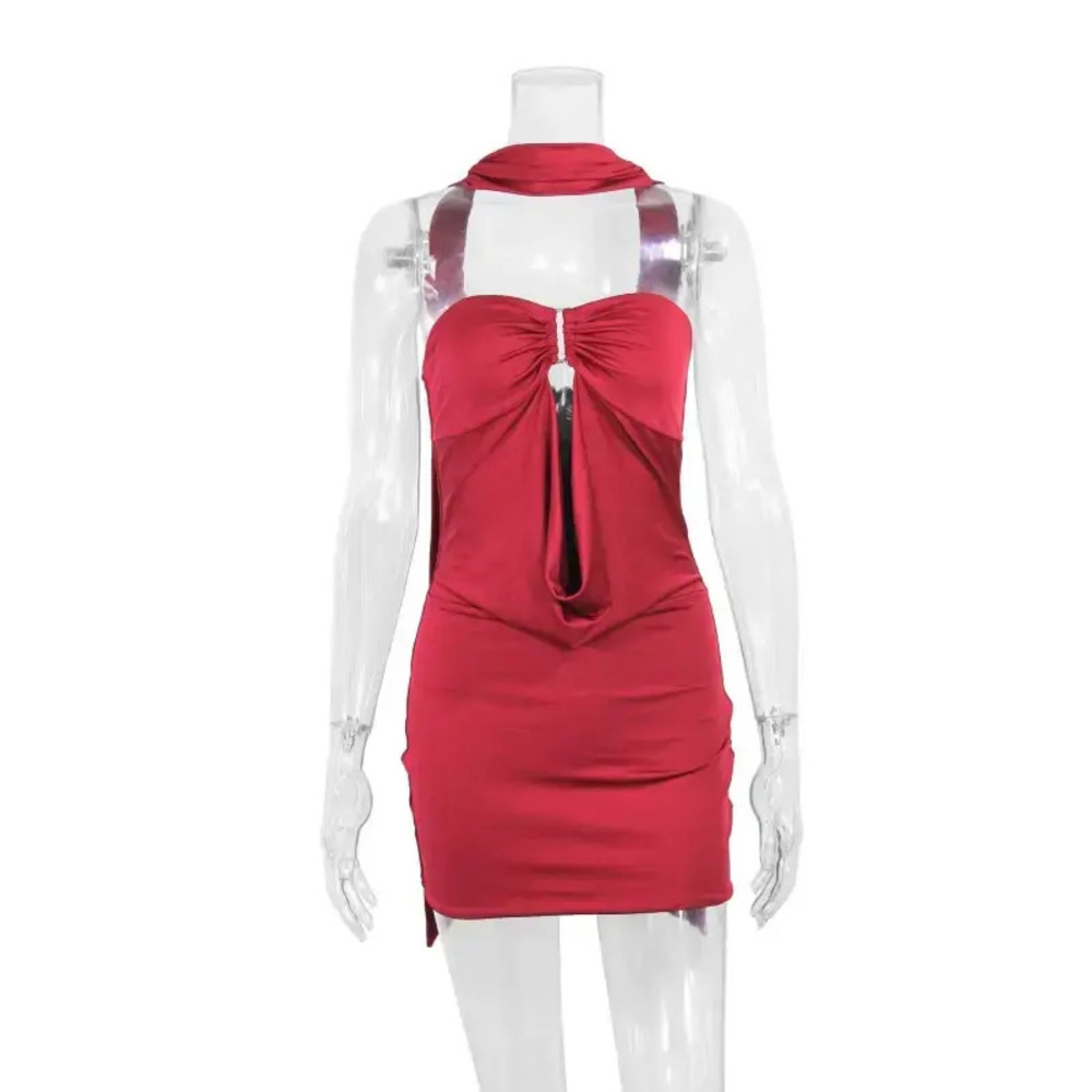 Halter Neck Sexy Mature Elegant Nightclub Bodycon Maxi Dress